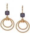 Anne Klein Gold-tone Purple Stone Twisted Rope Orbital Earrings In Purple