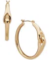 Anne Klein Gold-tone Rounded Teardrop Linked Medium Hoop Earrings, 1.4" In Gold