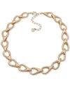 Anne Klein Gold-tone Rounded Teardrop Linked Necklace, 16" + 3" Extender In Gold