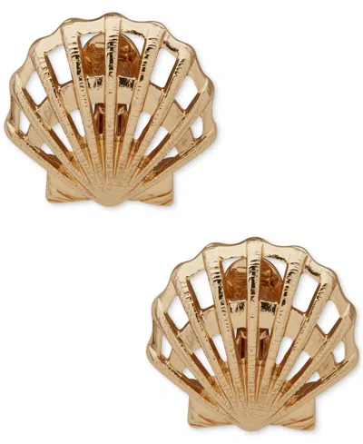 Anne Klein Gold-tone Shell-motif Clip-on Button Earrings