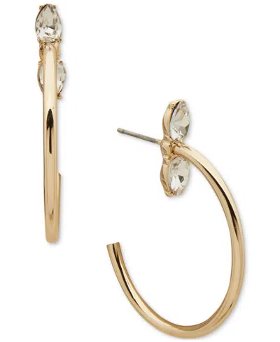 Anne Klein Gold-tone Small Crystal C-hoop Earrings, 1.06"