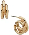 Anne Klein Gold-tone Small Triple-row C-hoop Earrings, 0.6"