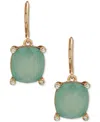 Anne Klein Gold-tone Stone & Crystal Cushion Drop Earrings In Green