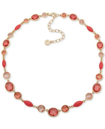 Anne Klein Gold-tone Stone Collar Necklace, 16" + 3" Extender In Pink