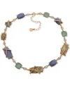 Anne Klein Gold-tone Stone Rope Textured Crystal Necklace, 16" + 3" Extender In Multi