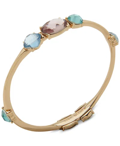 Anne Klein Gold-tone Stone Station Bangle Bracelet In Multi