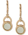 Anne Klein Gold-tone Stone Textured Drop Earrings