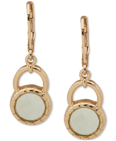 Anne Klein Gold-tone Stone Textured Drop Earrings