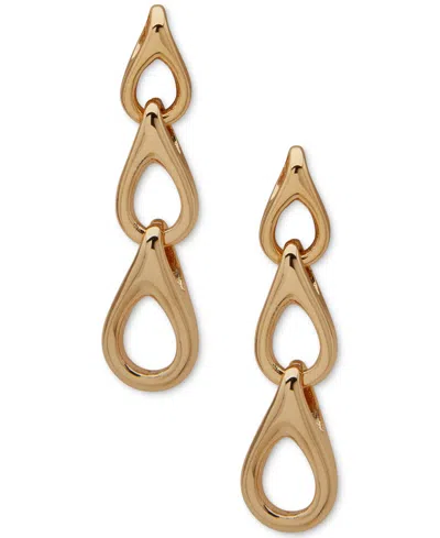 Anne Klein Gold-tone Teardrop Linked Linear Earrings In Multi