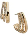 Anne Klein Gold-tone Three-row Crystal Hoop Earrings In Transparent