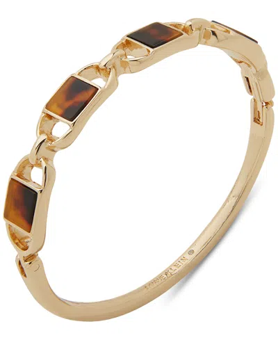 Anne Klein Gold-tone Tortoise-look Oval Link Bangle Bracelet