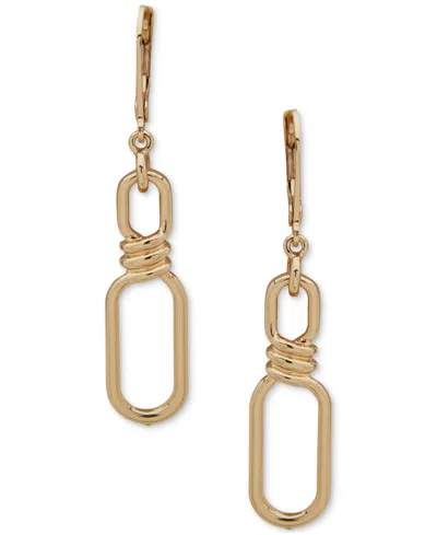 Anne Klein Gold-tone Twisted Link Drop Earrings
