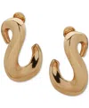 Anne Klein Gold-tone Twisted Puffy Clip-on Drop Earrings In Gold