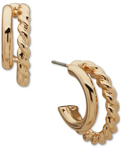Anne Klein Gold-tone Twisted Rope Two-row Huggie Earrings