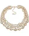 ANNE KLEIN GOLD-TONE WHITE STONE & MOTHER-OF-PEARL LAYERED COLLAR NECKLACE, 16" + 3" EXTENDER