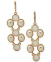 ANNE KLEIN GOLD-TONE WHITE STONE & MOTHER-OF-PEARL STATEMENT EARRINGS