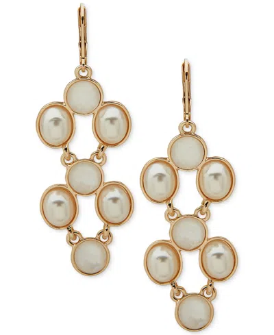 Anne Klein Gold-tone White Stone & Mother-of-pearl Statement Earrings