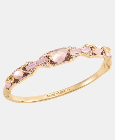 Anne Klein Gold-tone Boxed Rose Baugette Stone Hinge Bracelet