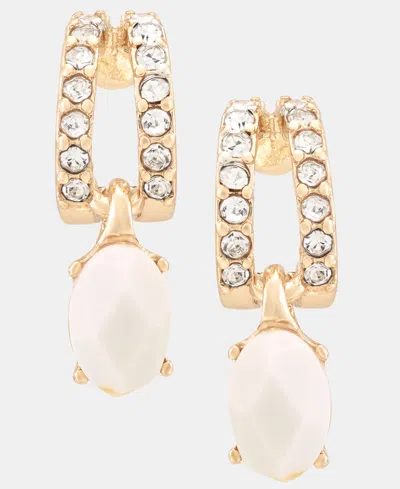 Anne Klein Gold-tone Crystal Huggie Stone Drop Earrings