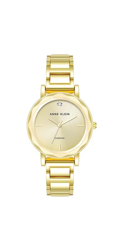 Anne Klein Gold-tone Faceted Crystal Champagne Sunray Ladies Watch Ak-3966chgb
