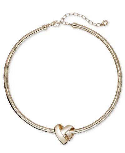 Anne Klein Gold-tone Knotted Heart Pendant Necklace