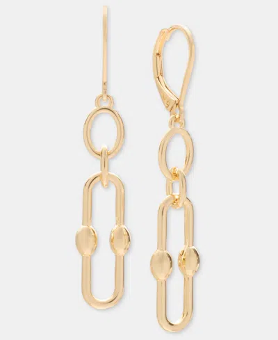 Anne Klein Gold-tone Metal Ball Link Chain Drop Earrings