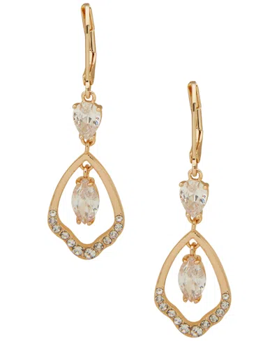 Anne Klein Gold-tone Orbital Stone Drop Earrings In Gold,crystal
