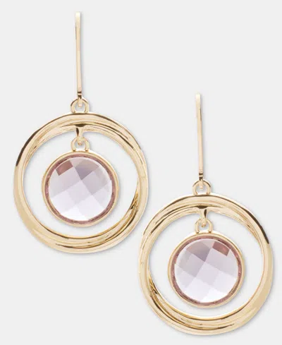 Anne Klein Gold-tone Purple Stone Orbital Earrings