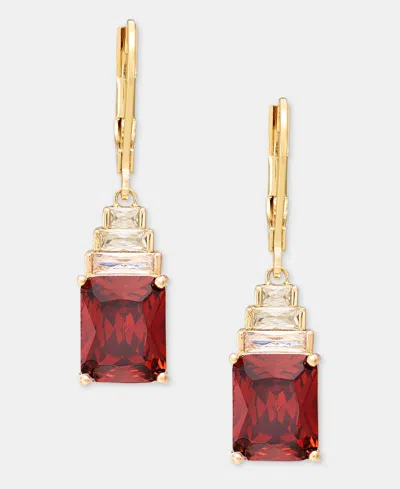 Anne Klein Gold-tone Siam Cubic Zirconia Square Drop Earrings