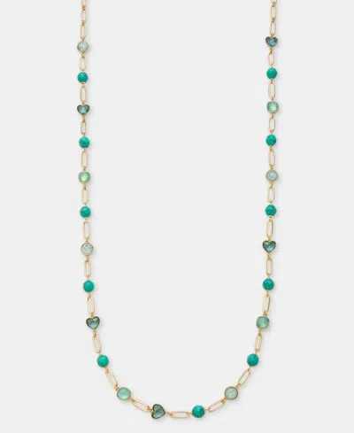 Anne Klein Gold-tone Stone Beaded Strandage Necklace In Multi