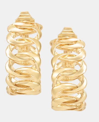 Anne Klein Gold-tone Twisted Hoop Ez Comfort Clip Earrings