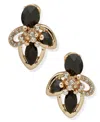 Anne Klein Green Petal Stone Cluster Ez Comfort Clip Earrings In Black