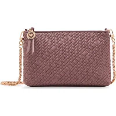 Anne Klein Grid Woven Crossbody In Mauve Mist
