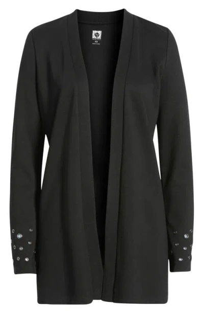 Anne Klein Grommet Detail Open Cardigan In Black