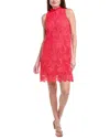 Anne Klein Ruffle Sleeveless Lace Overlay Shift Dress In Pink