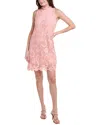 Anne Klein Ruffle Collar Lace Shift Dress In Pink