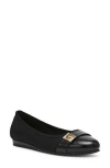 Anne Klein Able Womens Patent Toe Cap Ballet Flats In Black Stretch