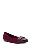 Anne Klein Gyllen Flat In Burgundy Stretch