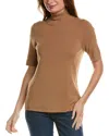 Anne Klein Turtleneck Short Sleeve Rib Sweater In Brown