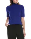 Anne Klein Short Sleeve Turtleneck Sweater In Blue