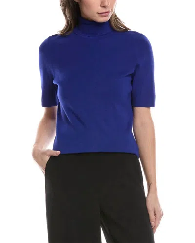 Anne Klein Half Sleeve Turtleneck Sweater In Blue