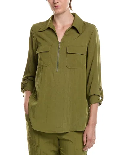 Anne Klein Half Zip Collar Shirt In Green