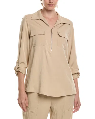 Anne Klein Half Zip Collar Shirt In Neutral
