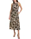 Anne Klein Halter Tiered Patio Midi Dress In Brown