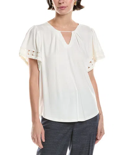 Anne Klein Harmony Keyhole Blouse In White