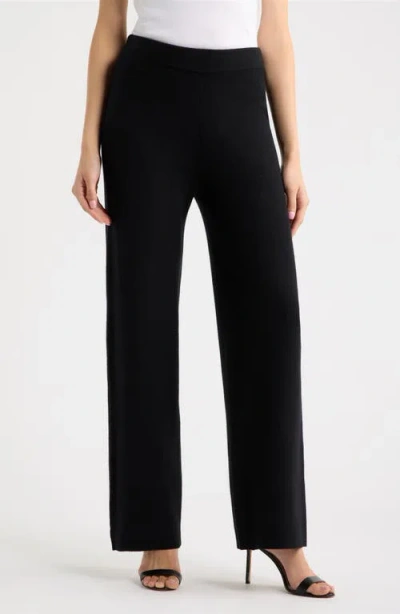 Anne Klein Heat Set Side Stripe Sweater Pants In Black