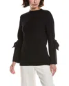 Anne Klein Heatset Bow Sleeve Sweater In Black