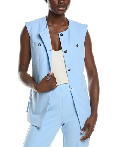 Anne Klein Button-up Four-pocket Vest In Blue