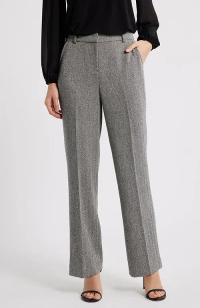 Anne Klein Herringbone Straight Leg Pants In Multi