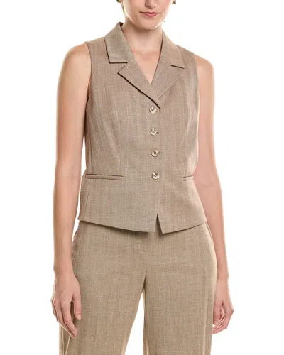 Anne Klein Herringbone Vest In Brown